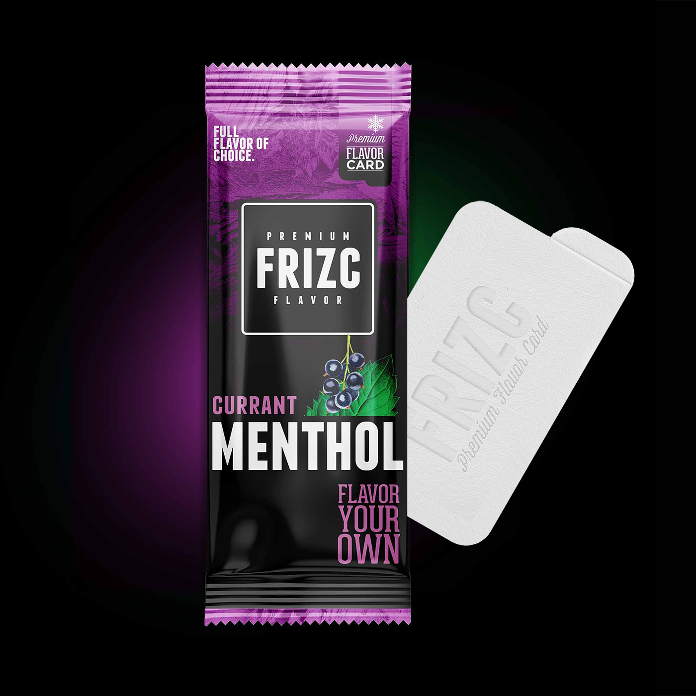 Menthol Flavor Card,  Frizc flavor Cards. lackcurrant Menthol Flavor.