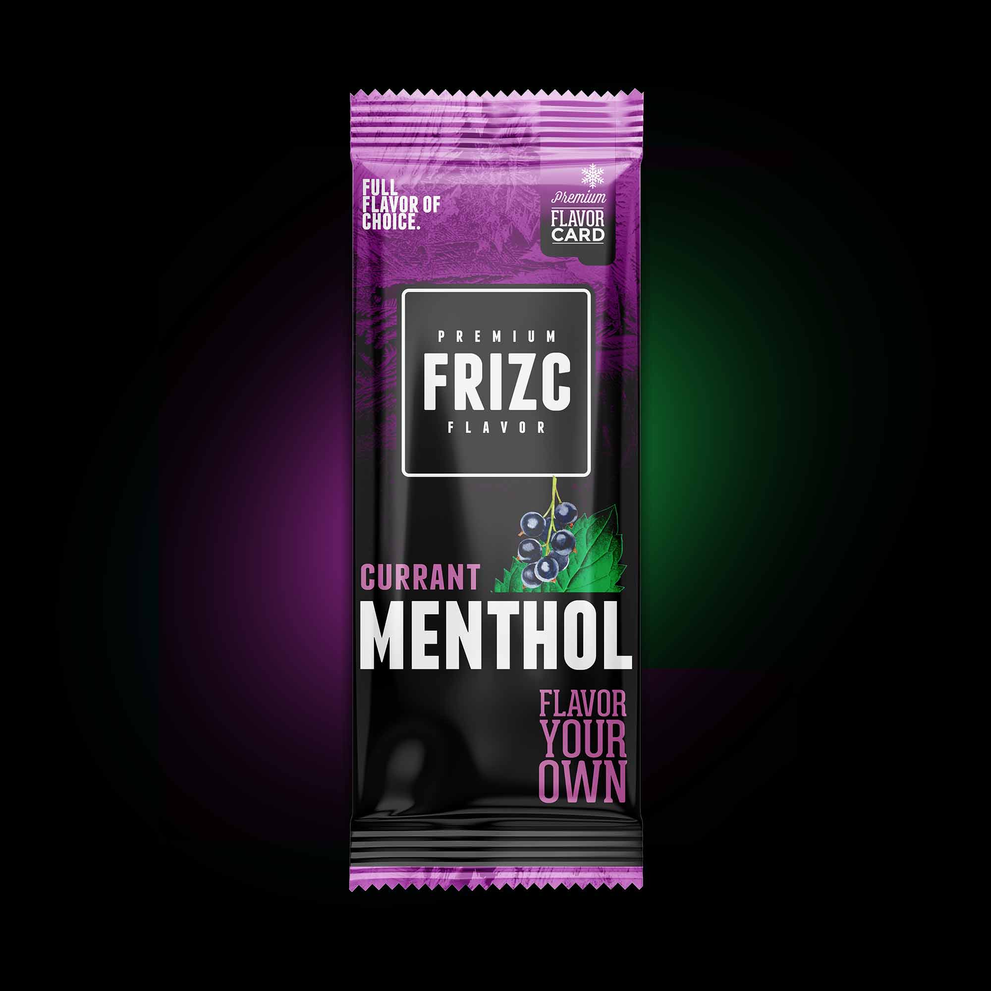 Menthol Flavor Card,  Frizc flavor Cards. lackcurrant Menthol Flavor.